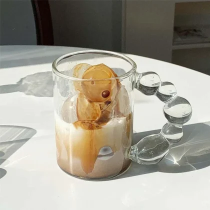 Glass Cup Coffee Mug Big Handle Transparent Glass