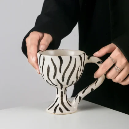 Handmade Hand Painted Goblet Mug Ceramic, Style 1